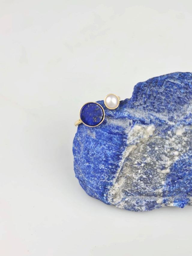 Anello in Lapis e Perle | Riflessi di Luna