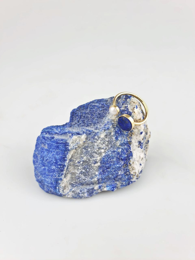 Anello in Lapis e Perle | Riflessi di Luna